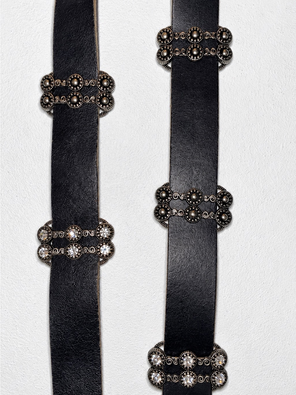 Vintage Antoniazzi Firenze XL Leather Belt Made in Italy Crystal Concho Sliders